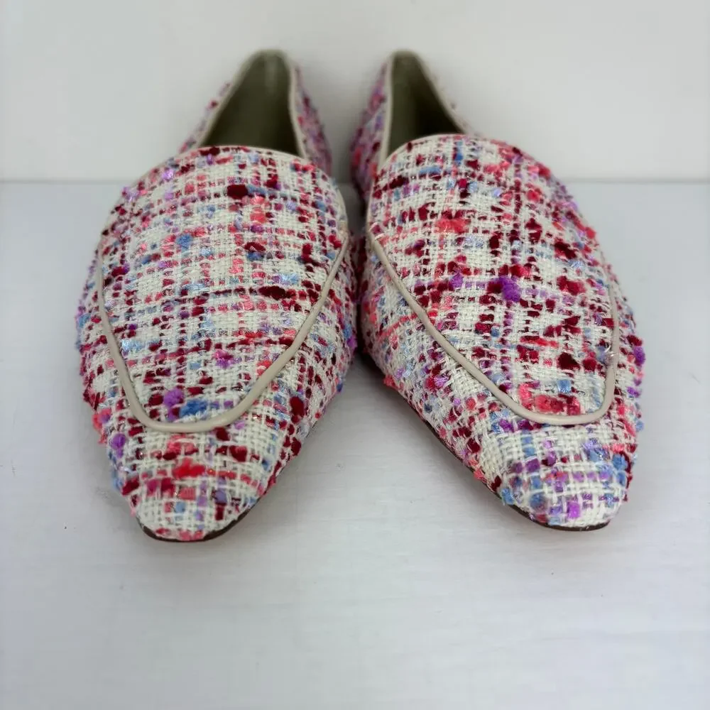 Ann Taylor Pink Tweed Flats Loafer Pointed Toe 9M
